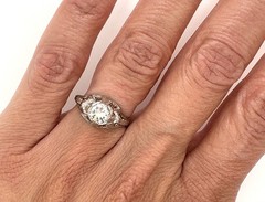 Art Deco Mined Diamond Ring GIA Certified .58ct Platinum Antique Original 1930s