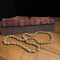 Vintage Chinese Export Cloisonné Enamel & Gold Gilt Bead 26” Necklace 10mm Beads