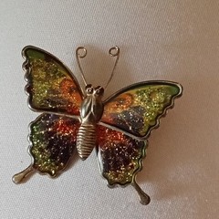 Interpur Butterfly Brooch Pin Gold Tone Sparkle 1970’s Vintage Taiwan