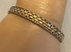 925 Italy Gold Vermeil Cuff Bracelet Braided Weave Textured Pattern