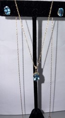Vintage 10K Gold Blue Topaz Necklace And Matching Earrings So Pretty
