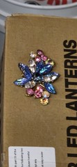 VTG DeLizza Elster Juliana Brooch Molded Givre Blue Glass Pink AB Flower Pin