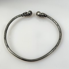 Vintage Sterling Silver African Head Cuff Bracelet Caribbean Tourist Jewelry 7.5