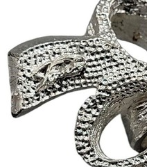 Tona Bow Brooch Rare Signed Textured Silver Tone Ribbon Polished Edges Vintage