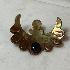 VTG Artisan Modernist Southwestern Style Onyx Mixed Metal Pendant Brass Copper