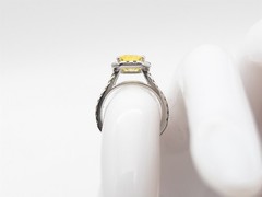 $9000 5ct Natural Yellow Sapphire FANCY INTENSE VS Diamond 18k White Gold Ring