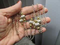 Vintage 925 Sterling SilverTwo tone Ball Rolo Chain Necklace 17g, 36″