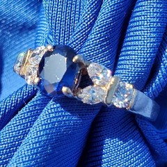 Original EARTH MINED SAPPHIRE DIAMOND Deco Engagement Ring 14K GOLD Solitaire