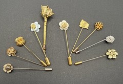 Lot Of Stick Pins – Spring Summer Flowers Metal Ceramic Rhinestone B7
