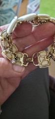 Lisner Thermoset Bracelet Textured White Gold Panel Vintage Collectible 7″ #195