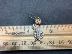 4.21g Vintage Sterling Silver 925 Cat Dangle Drop Earrings Textured Unique M