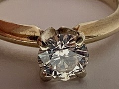 Vintage Solid 14k Yellow Gold Diamond Ring Estate, Natural Diamond, Antique 0.68