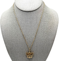 Vintage Maximal Art John Wind Crown Locket Necklace Gold Tone Signed 16″-18″