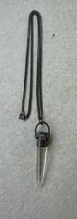 Vintage 1970s Sterling Silver 925 Quartz Crystal Point Pendant Necklace Garnet