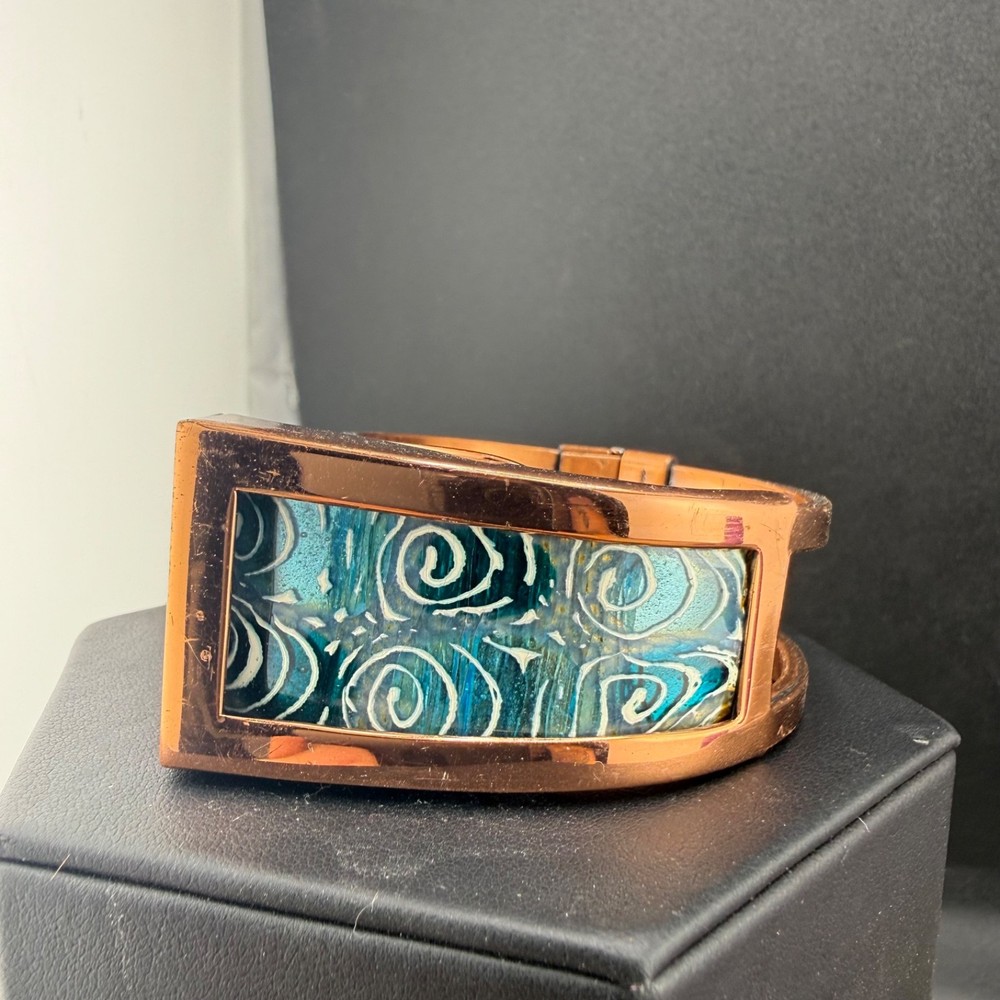 Vintage Matisse Bracelet Copper Tone Enamel Signed 6.5”