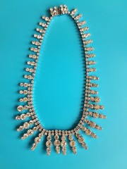 Beautiful Vintage Sparkling Multi Rhinestone Necklace Choker 15 in