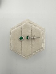 18 Karat White Gold .34ct Zambian Emerald And .09ctw Diamond Earrings