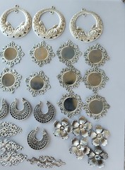Lot Vtg Art Nouveau Art Deco Filigree Stampings Brass Silver Jewelry Supplies