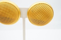 Vintage Clip On Earrings Gold Tone Mesh