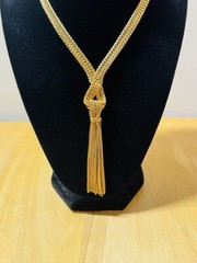 Vintage Napier Mesh Gold Plated Chain Lariat Tassel Fringe Chain Necklace