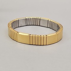 Vintage Expandable Bracelet Gold Tone Textured Ribbed 1cm Stretch 6.75″