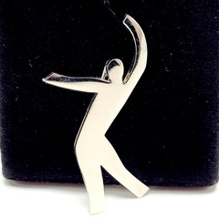 Modern Abstract Dancer Brooch Silver Tone Minimalist Silhouette 1990s Figure Pin