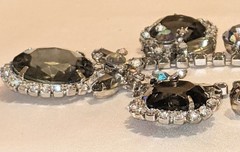 RARE Vintage JULIANA Huge Smokey Crystal Bib Style Statement Necklace Estate Pc
