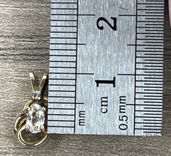 Vintage 14K Solid Yellow Gold White Sapphire & Tiny Diamond Pendant .88g Signed