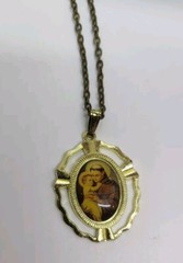 Vintage St Anthony Religious Necklace Pendant/Medal Gold Tone