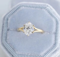 2CT Oval Cut Lab Created Diamond 14K Yellow Gold FN Best Ring For Engagement