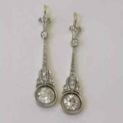 Art Deco Style Round Lab Created Diamond 14K White Gold FN Drop/Dangle Earrings