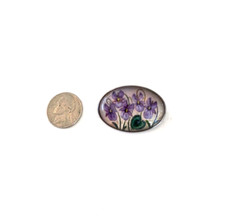Austria 935 Sterling Enameled Violets Brooch