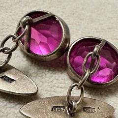 Vintage soviet Corundum Gems cufflinks 875 silver ussr PC