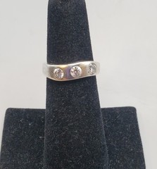 2 Sterling CZ Rings Sz 5: Joseph Esposito Eternity Band 1 CZ missing, Wavy Band
