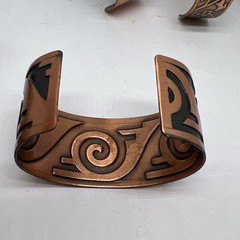 Lot Of 5 Vintage Signed Solid Copper Cuff Bracelet (8457)