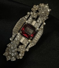 Art Deco 1930s Signed Rhinestones Brooch Pin – Needs TLC