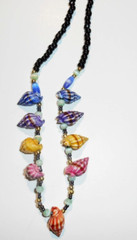 Multi Colors Tiny Ocean Conch Shaped Shell & Glass Bead Necklace 9″ Drop
