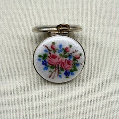 Vintage Guilloche Enamel Locket 2 Portrait Round Top Hinge Romantic Cottagecore