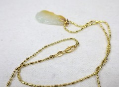 Vintage 14K Chinese White Yellow Jadeite Pendant 18K GF Necklace