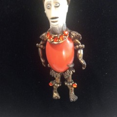 Vintage Selro Selini African King Warrior Figural Man Rhinestone Brooch Pin RARE
