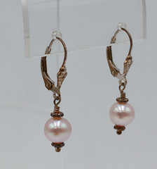 VTG 925 Pink Pearl Dangle Earrings 1.25in Drop Sterling Silver 2.3g Blush Estate