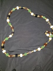 Vintage Signed Crown Trifari GoldTone Multicolor Lucite Cube Beads 37” Necklace
