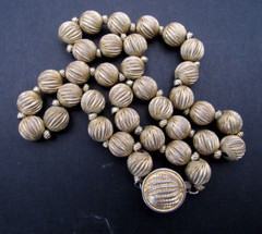 Vintage Francois 16″ Ball Beaded Light Gold Tone Choker Necklace (JN-26)
