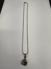 VINTAGE 925 ITALY STERLING SILVER NECKLACE WITH IRON METEORITE PENDANT
