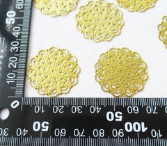50pcs Round Brass Stamping 31mm Flower Filigree Finding DIY Crafts