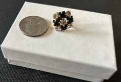 Lovely Vintage Gem Clear and Navy Twist On Back Earrings Clip On