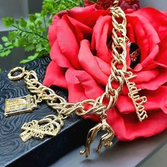 Jackie Collins Charm Bracelet Hollywood Kids Lucky Lady Boss Panther Vintage 80s