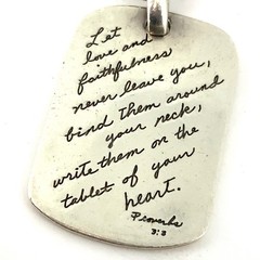 BB Vintage Sterling Silver Proverbs 3:3 Religious Pendant Chain Necklace 24”