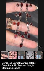 Antique 14k Gold Garnet Coral Onyx Necklace 28″