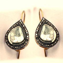 1.40ctw Genuine Old Mine Rose Antique Cut Diamond Vintage Silver Earring Jewelry